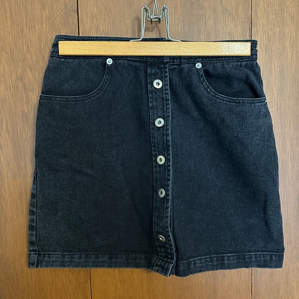 Honey Punch Black Button-Down Mini Skirt